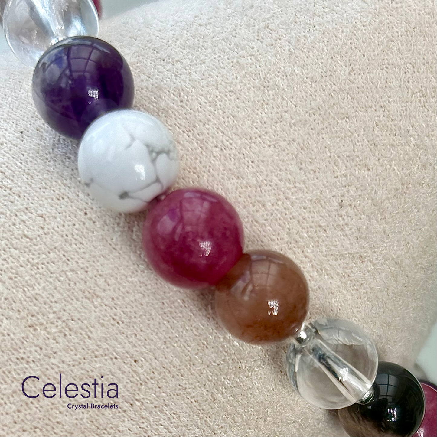 Peaceful Sleep Crystal Beaded Bracelet - Natural Stone Stacking Jewellery