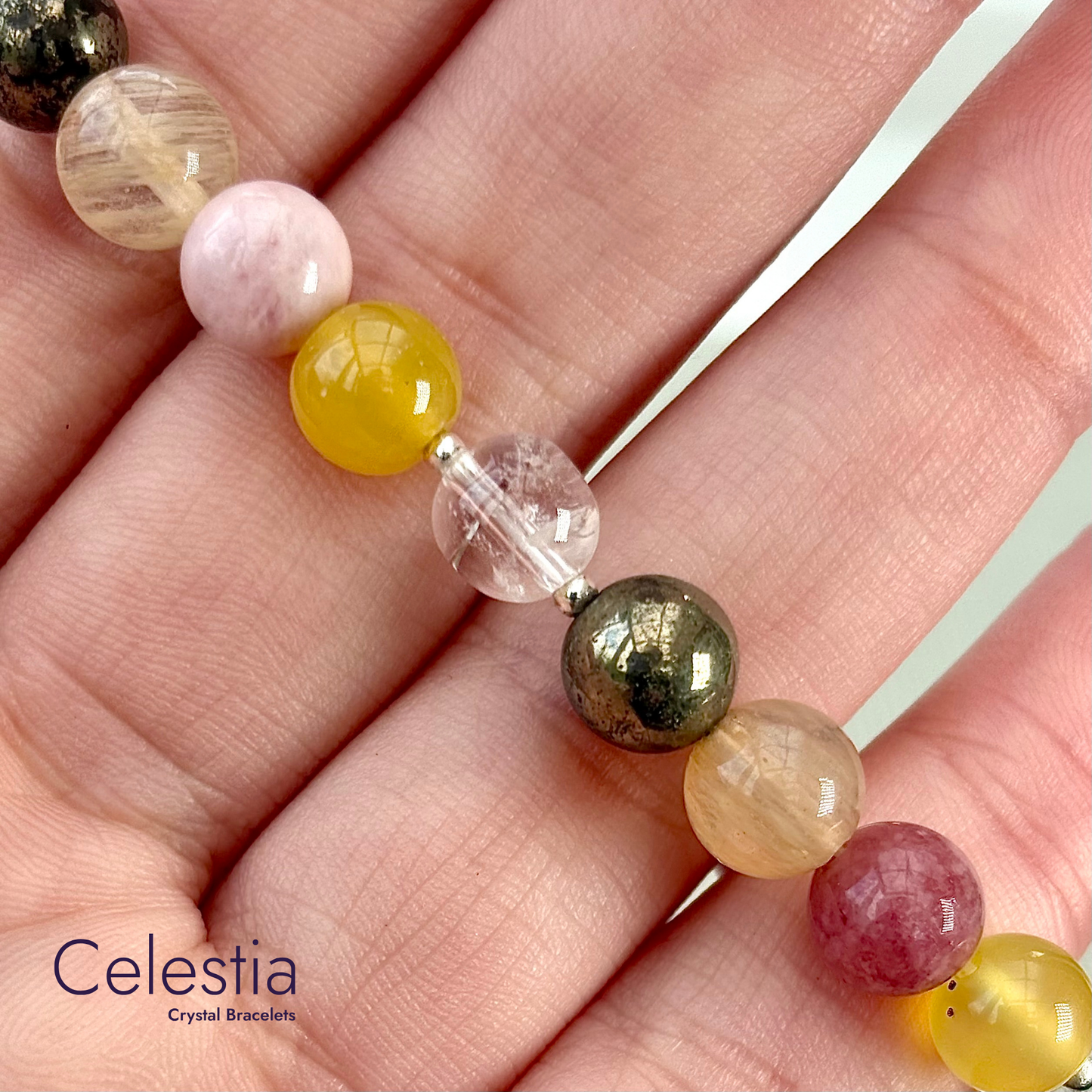 Sun Harmony Crystal Beaded Bracelet - Natural Stone Stacking Jewellery