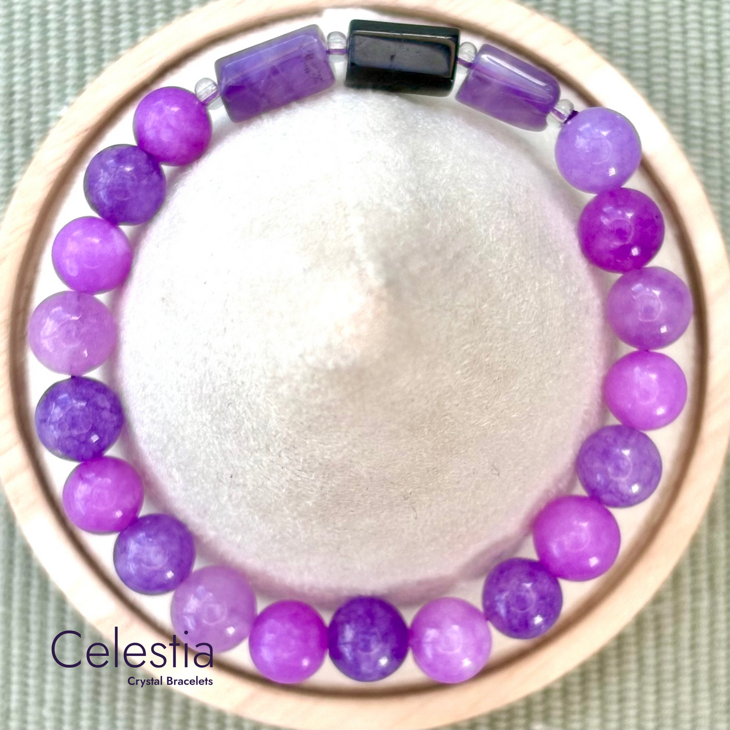 Amethyst & Tourmaline Beaded Bracelet - Natural Stone Stacking Jewellery