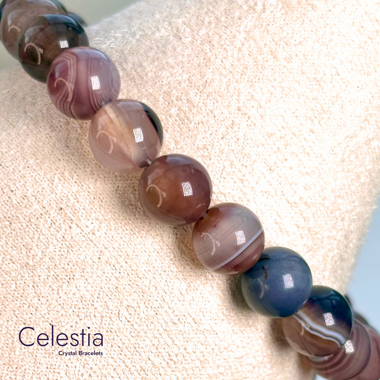 Botswana Agate Beaded Bracelet - Natural Stone Stacking Jewellery