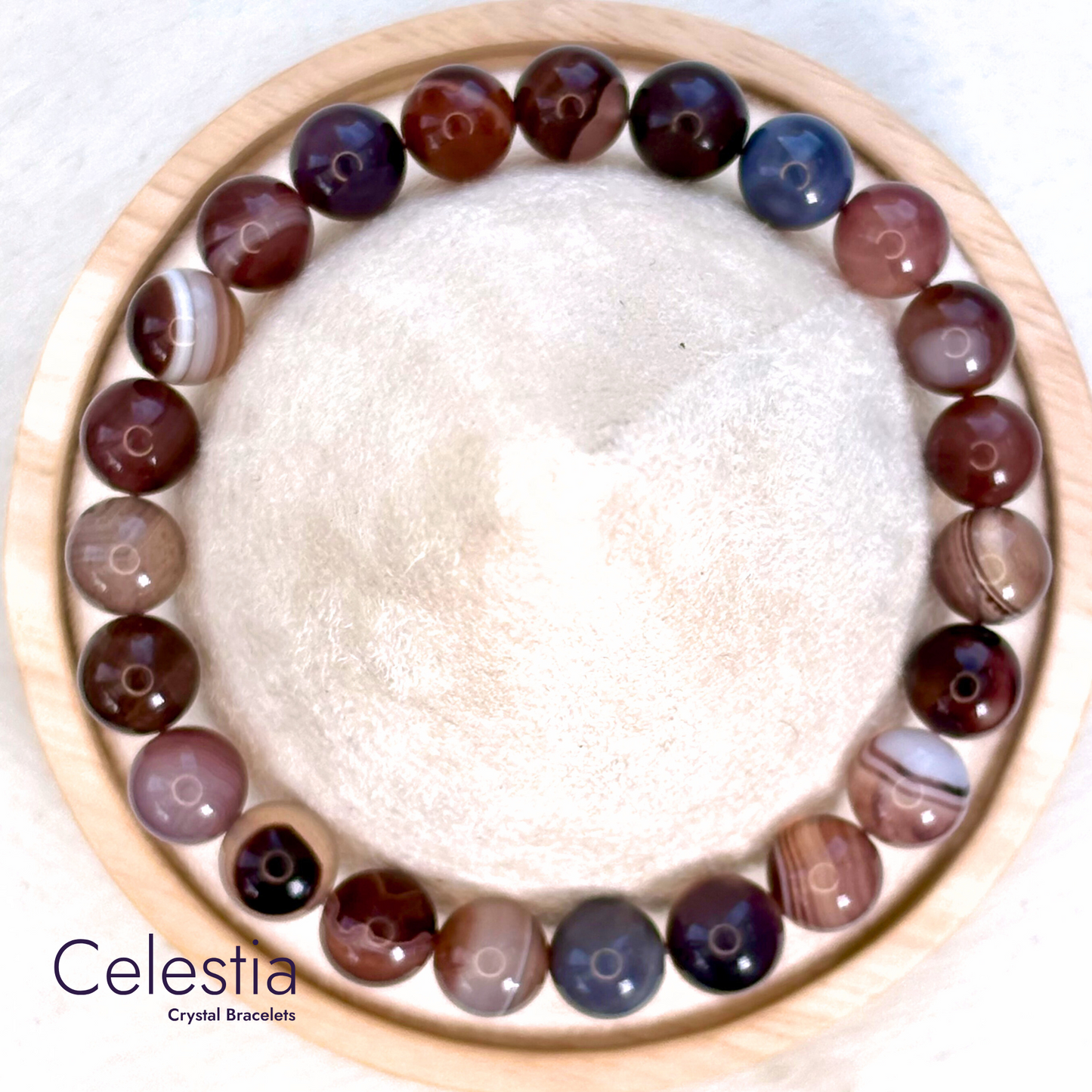 Botswana Agate Beaded Bracelet - Natural Stone Stacking Jewellery