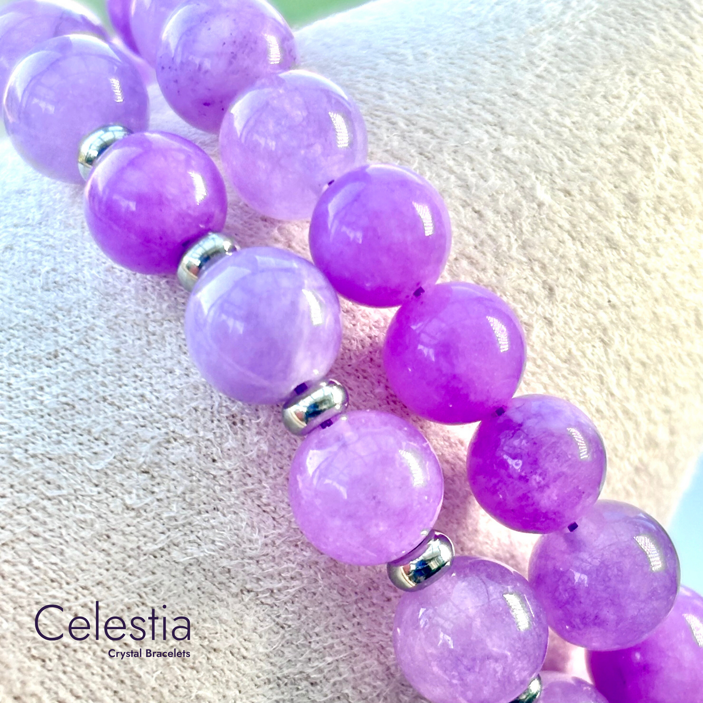 Lavender Amethyst Beaded Bracelet - Natural Stone Stacking Jewellery