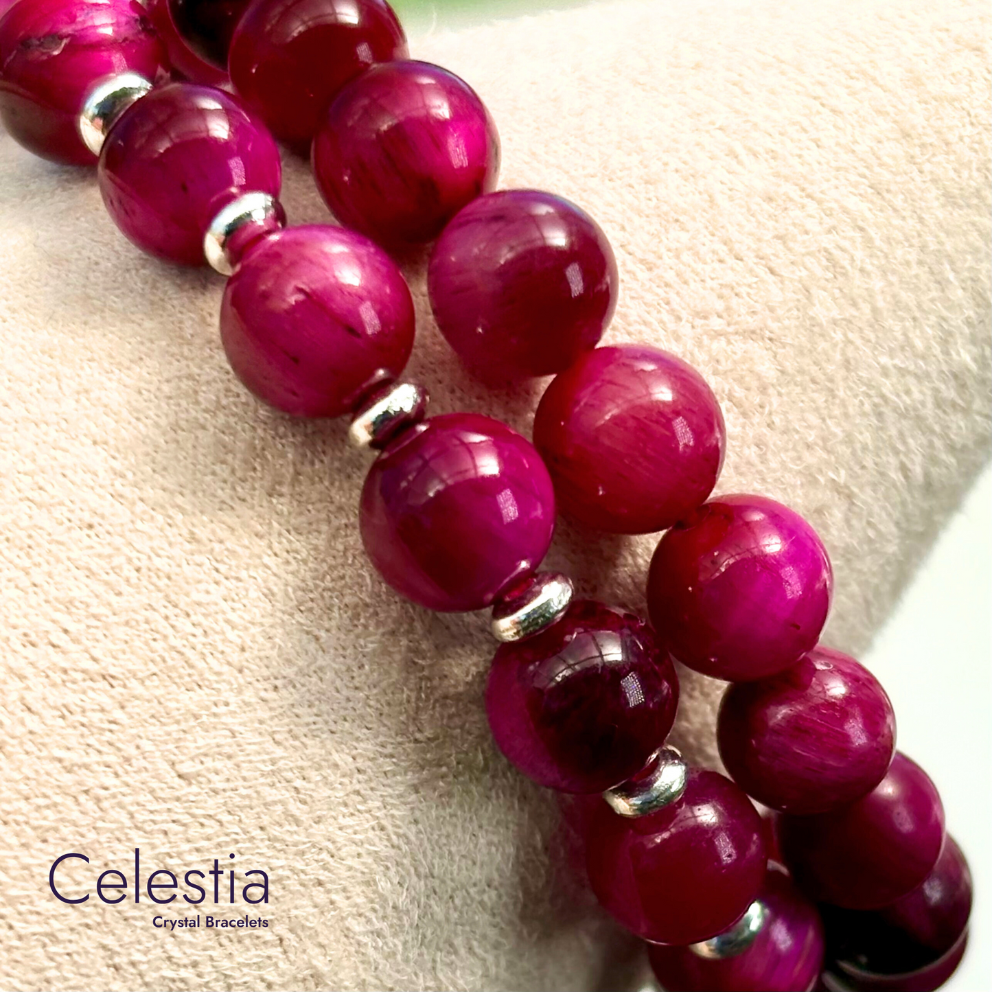 Pink Tiger's Eye Beaded Bracelet - Natural Stone Stacking Jewellery