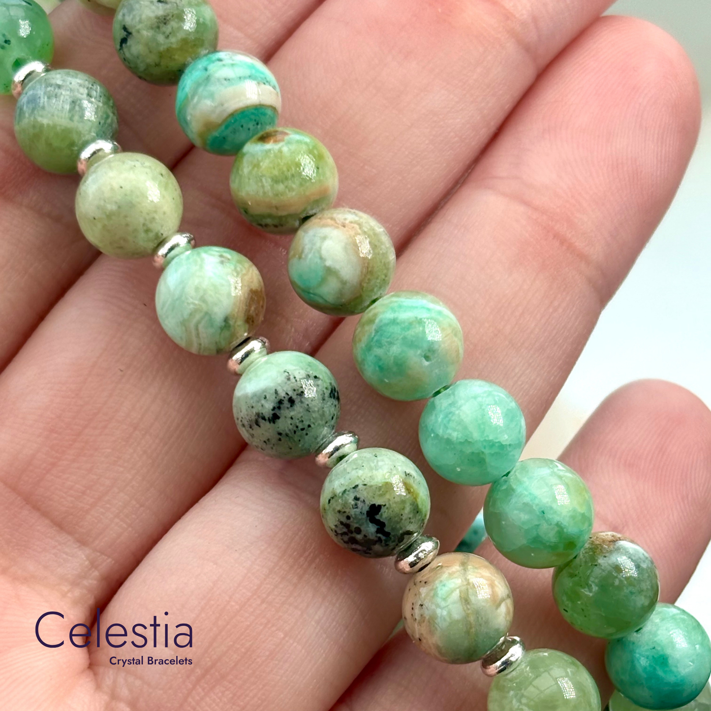 Ajoite Phoenix Stone Beaded Bracelet - Natural Stone Stacking Jewellery
