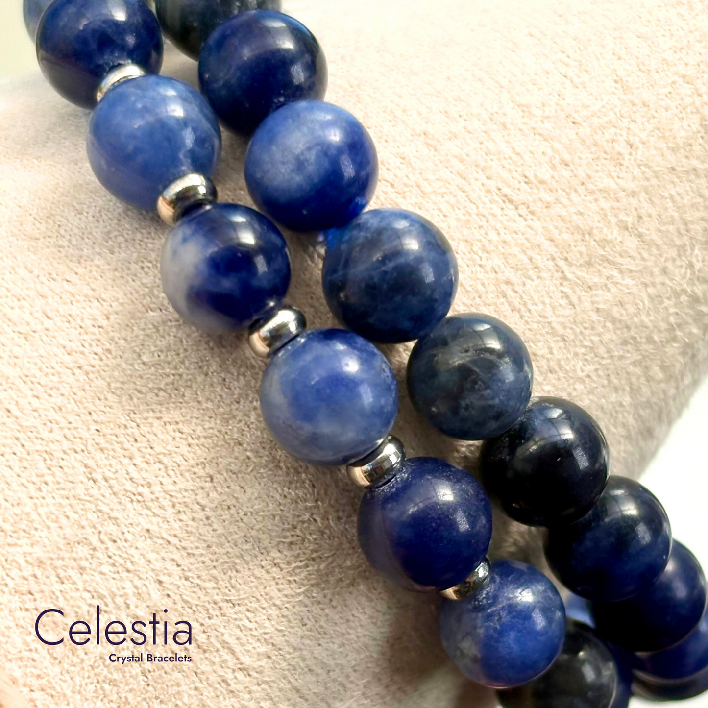 Sodalite Beaded Bracelet - Natural Stone Stacking Jewellery