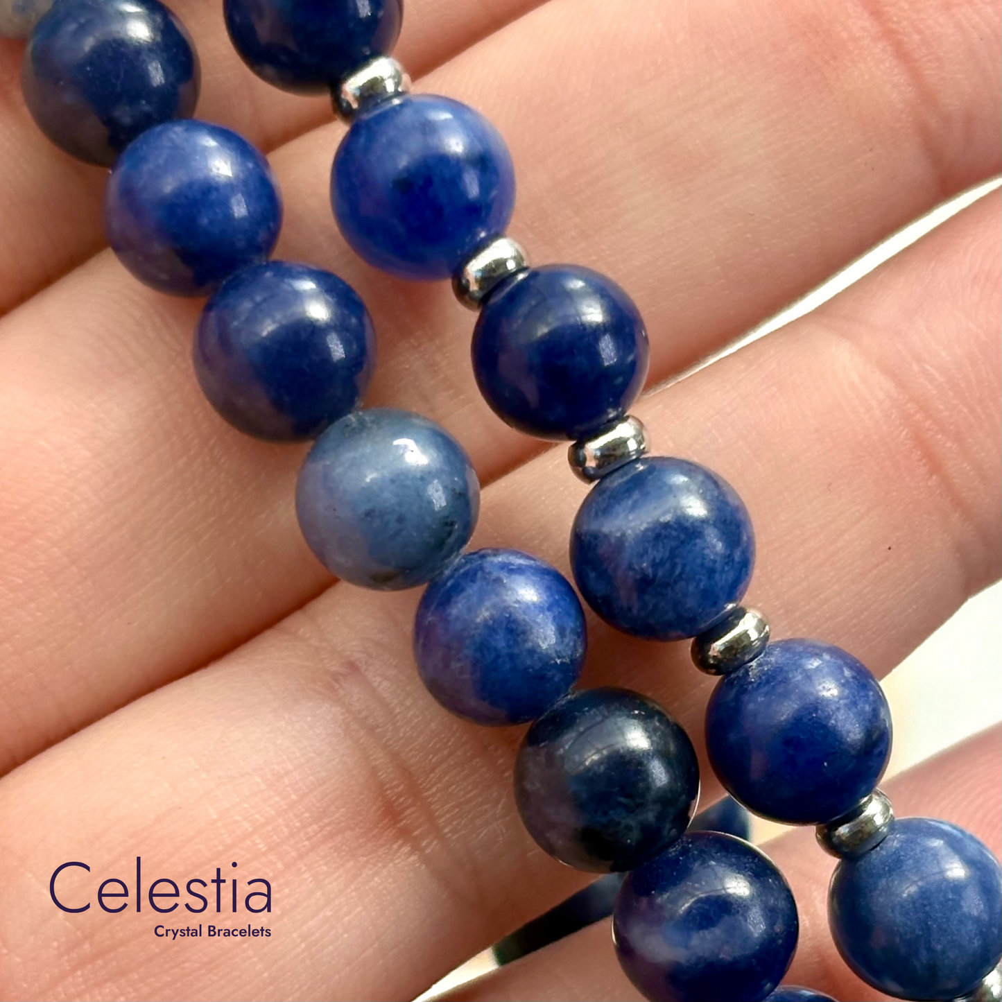 Sodalite Beaded Bracelet - Natural Stone Stacking Jewellery