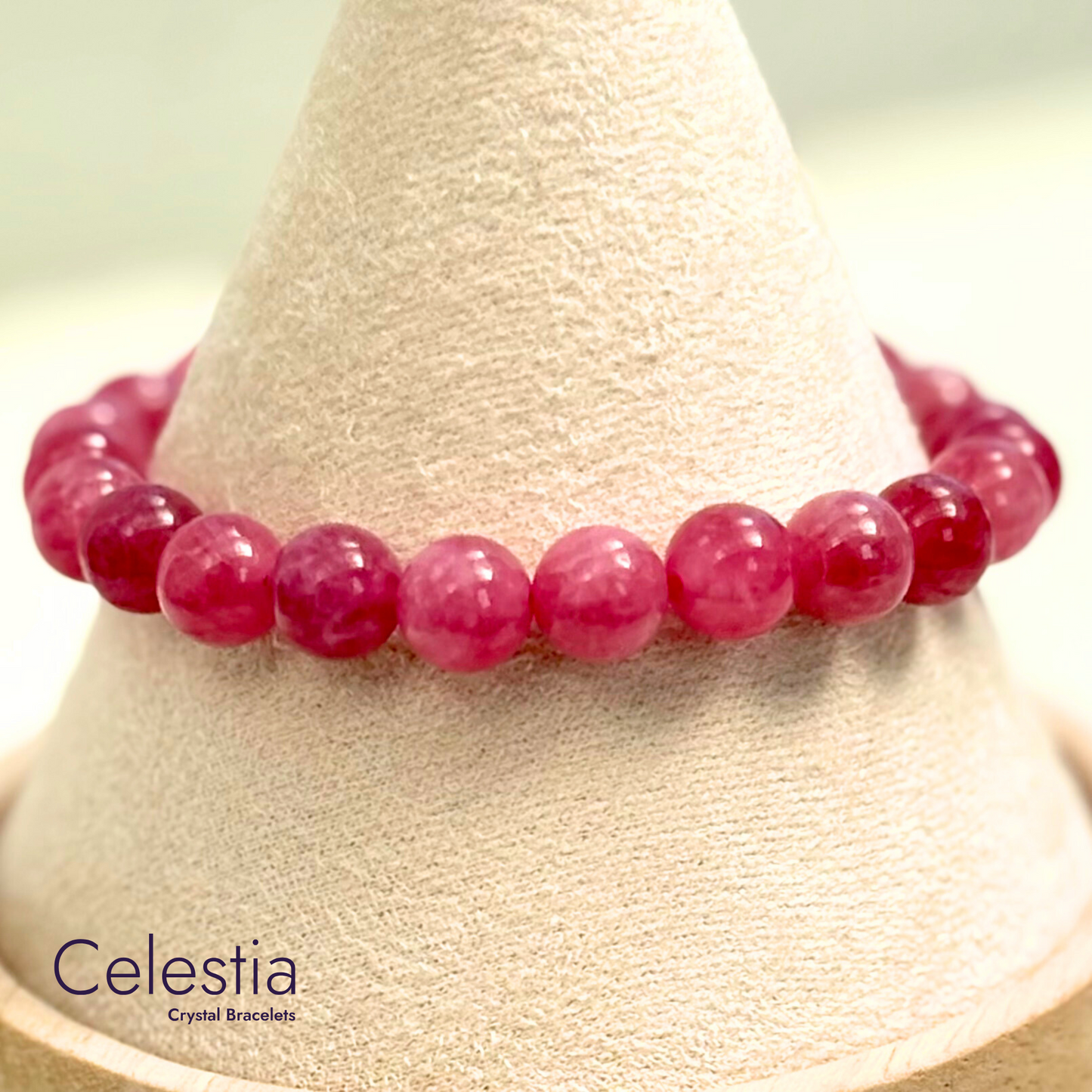 Strawberry Quartz Beaded Bracelet - Natural Stone Stacking Jewellery