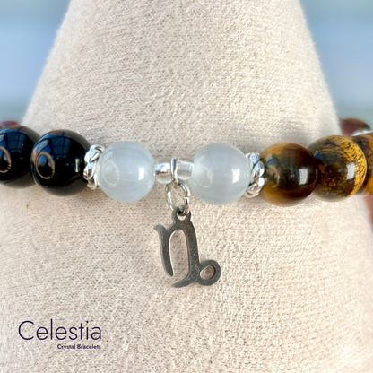 Capricorn Crystal Healing Zodiac Starsign Bracelet - Natural Stone Stacking Jewellery