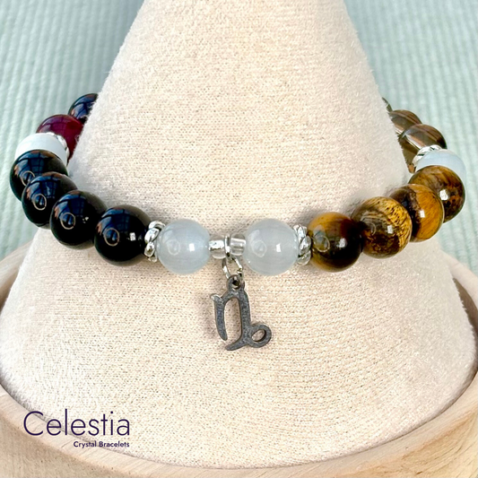 Capricorn Crystal Healing Zodiac Starsign Bracelet - Natural Stone Stacking Jewellery