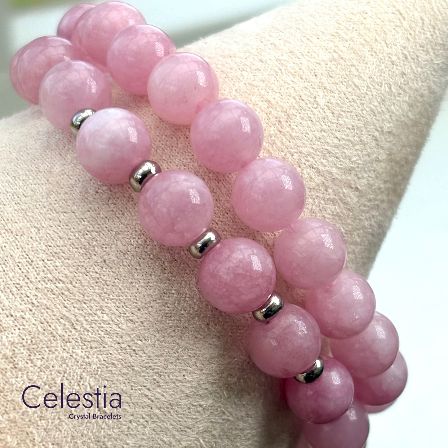 Kunzite Beaded Bracelet - Natural Stone Stacking Jewellery