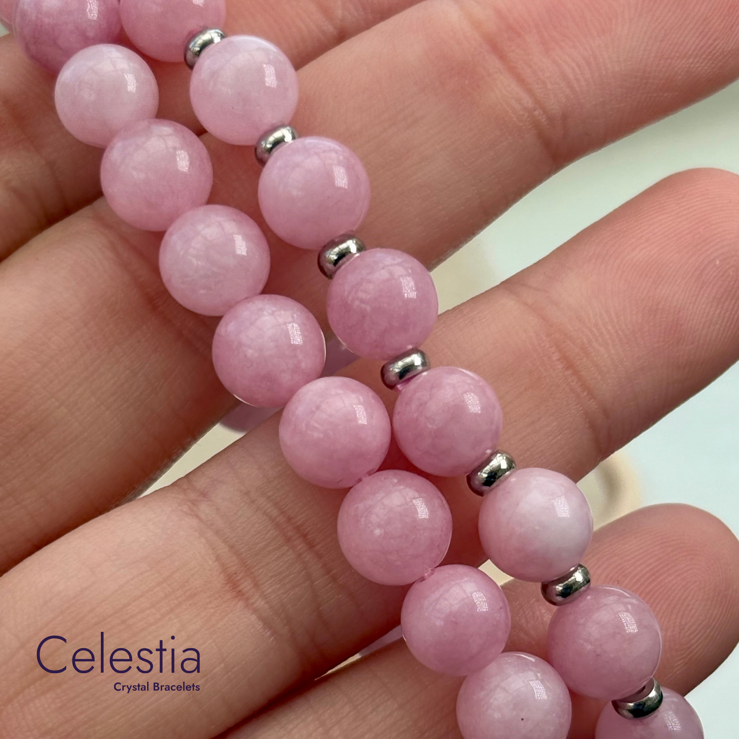 Kunzite Beaded Bracelet - Natural Stone Stacking Jewellery