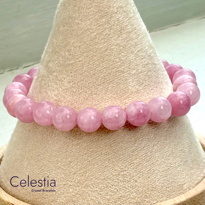 Kunzite Beaded Bracelet - Natural Stone Stacking Jewellery