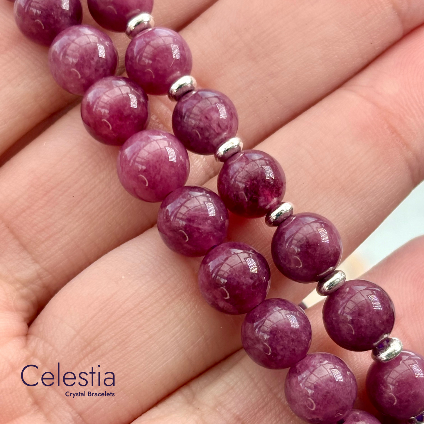 Lepidolite Beaded Bracelet - Natural Stone Stacking Jewellery