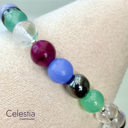 Migraine & Headache Support Crystal Beaded Bracelet - Natural Stone Stacking Jewellery
