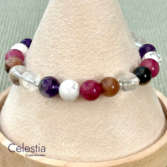 Peaceful Sleep Crystal Beaded Bracelet - Natural Stone Stacking Jewellery