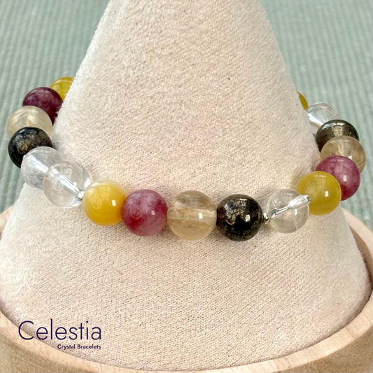 Sun Harmony Crystal Beaded Bracelet - Natural Stone Stacking Jewellery