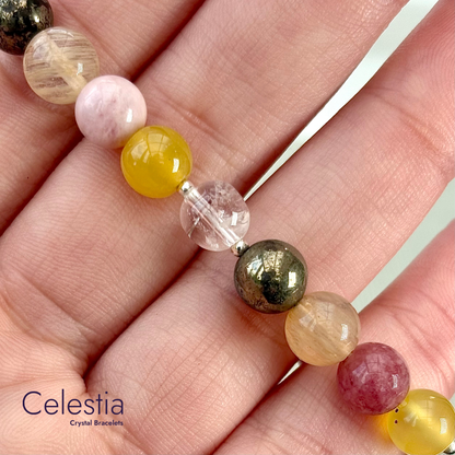 Sun Harmony Crystal Beaded Bracelet - Natural Stone Stacking Jewellery