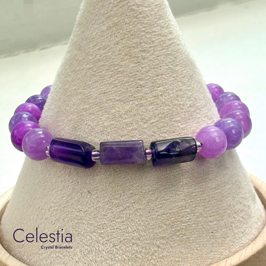 Amethyst Beaded Bracelet - Natural Stone Stacking Jewellery