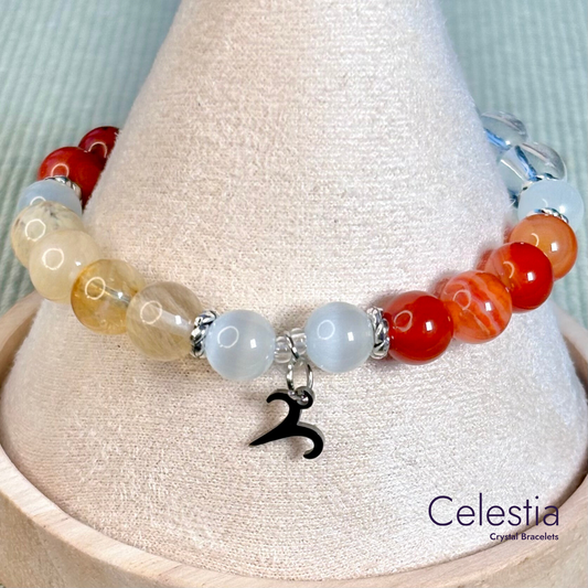 Aries Crystal Healing Zodiac Starsign Bracelet - Natural Stone Stacking Jewellery