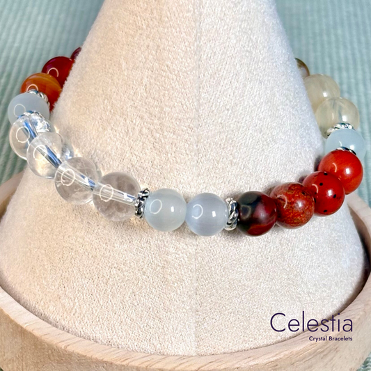 Aries Crystal Healing Zodiac Starsign Bracelet - Natural Stone Stacking Jewellery