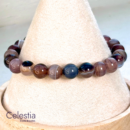Botswana Agate Beaded Bracelet - Natural Stone Stacking Jewellery
