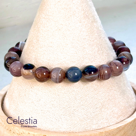 Botswana Agate Beaded Bracelet - Natural Stone Stacking Jewellery