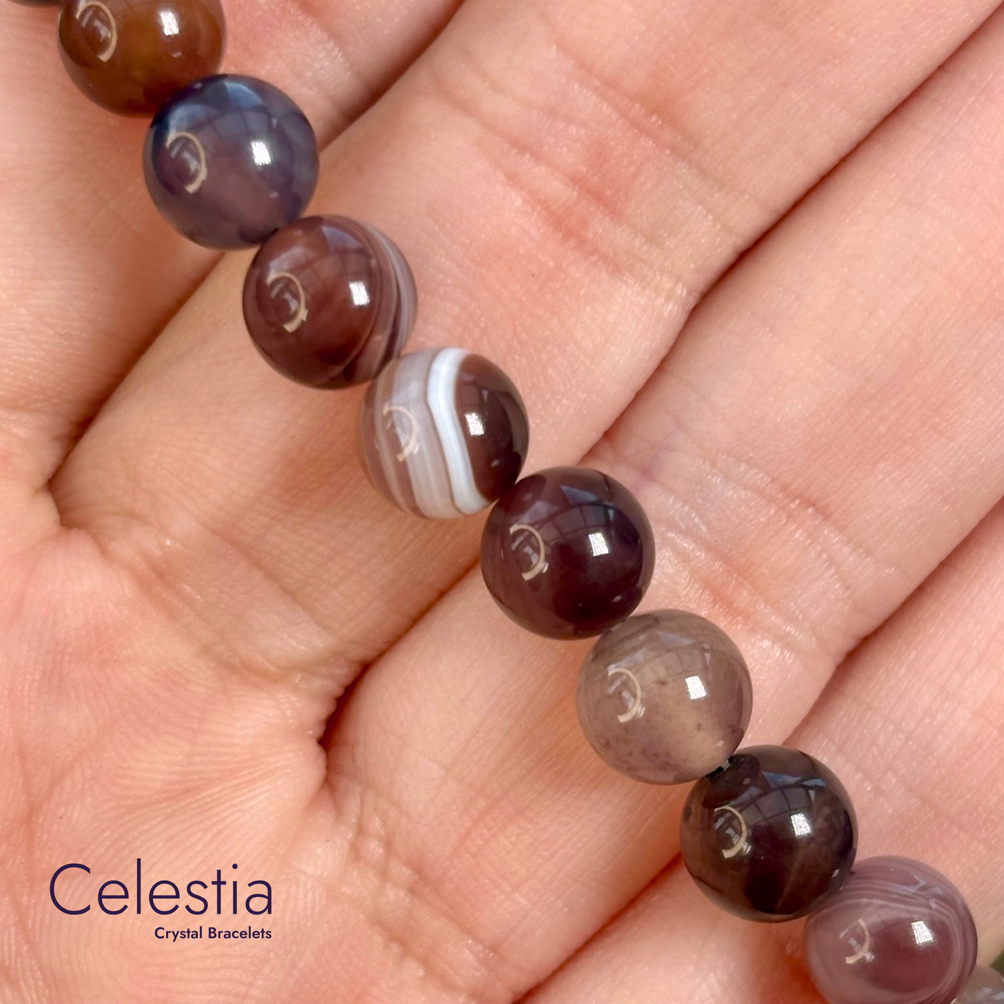 Botswana Agate Beaded Bracelet - Natural Stone Stacking Jewellery