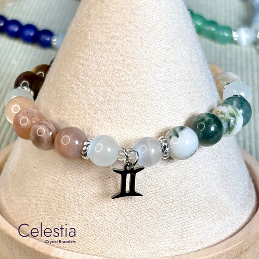 Gemini Crystal Healing Zodiac Starsign Bracelet - Natural Stone Stacking Jewellery