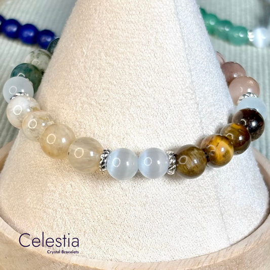 Gemini Crystal Healing Zodiac Starsign Bracelet - Natural Stone Stacking Jewellery