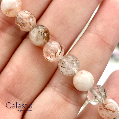 Golden Rutile Quartz Beaded Bracelet - Natural Stone Stacking Jewellery