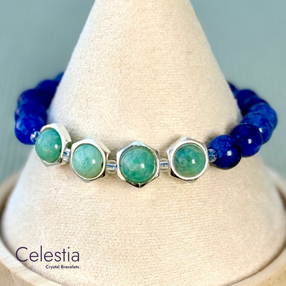 Kyanite & Amazonite Fidget Spinner Bracelet - Stacking Anxiety Jewellery