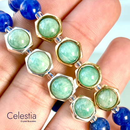 Kyanite & Amazonite Fidget Spinner Bracelet - Stacking Anxiety Jewellery
