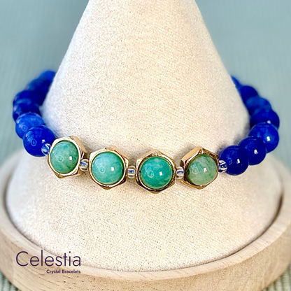 Kyanite & Amazonite Fidget Spinner Bracelet - Stacking Anxiety Jewellery