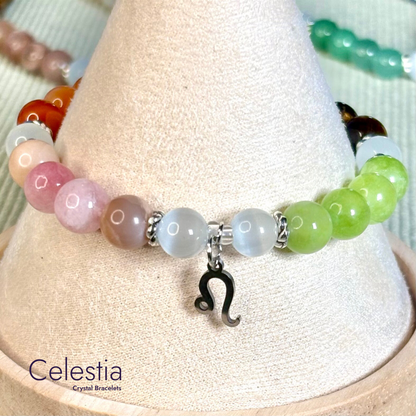 Leo Crystal Healing Zodiac Starsign Bracelet - Natural Stone Stacking Jewellery