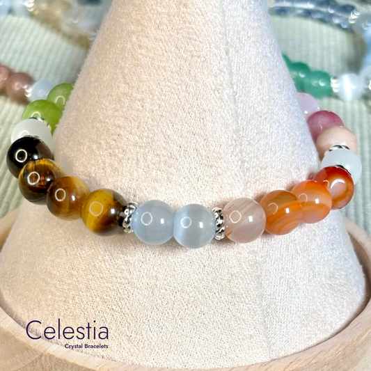 Leo Crystal Healing Zodiac Starsign Bracelet - Natural Stone Stacking Jewellery