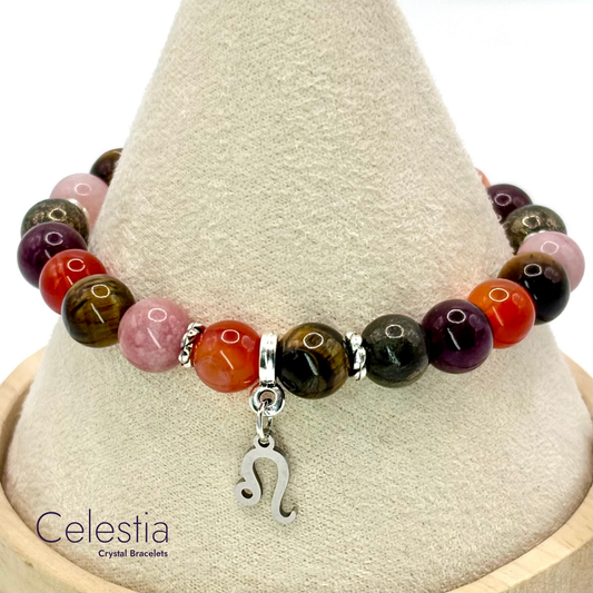 Leo Crystal Healing Zodiac Starsign Bracelet - Natural Stone Stacking Jewellery