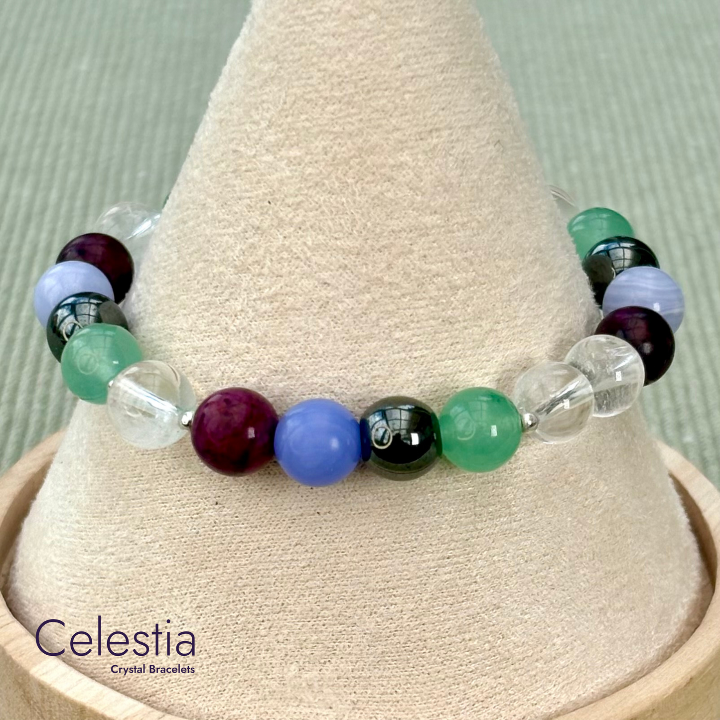 Migraine & Headache Support Crystal Beaded Bracelet - Natural Stone Stacking Jewellery