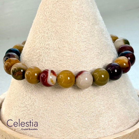 Mookaite Beaded Bracelet - Natural Stone Stacking Jewellery