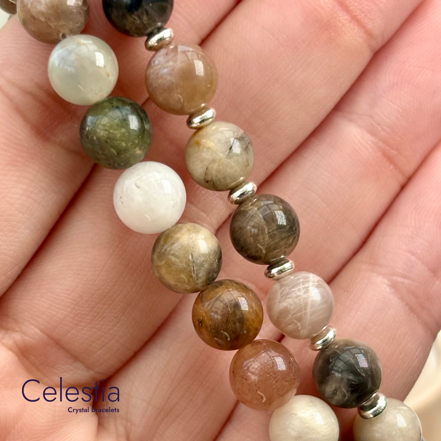 Mixed Moonstone Beaded Bracelet - Natural Stone Stacking Jewellery