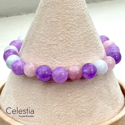 Morganite Beaded Bracelet - Natural Stone Stacking Jewellery