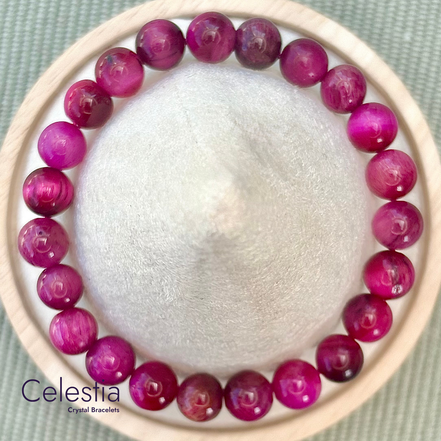 Pink Tiger's Eye Beaded Bracelet - Natural Stone Stacking Jewellery