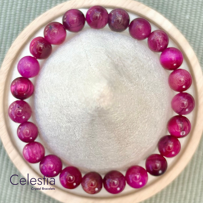 Pink Tiger's Eye Beaded Bracelet - Natural Stone Stacking Jewellery
