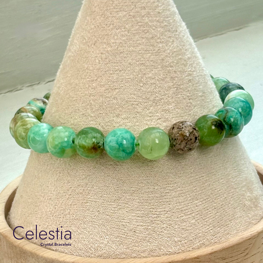 Ajoite Phoenix Stone Beaded Bracelet - Natural Stone Stacking Jewellery