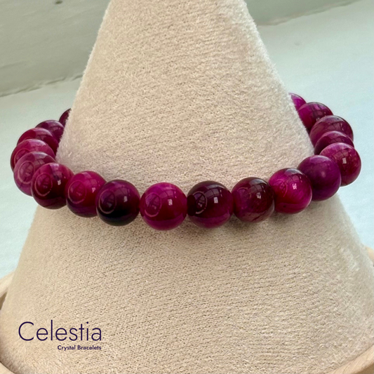 Pink Tiger's Eye Beaded Bracelet - Natural Stone Stacking Jewellery