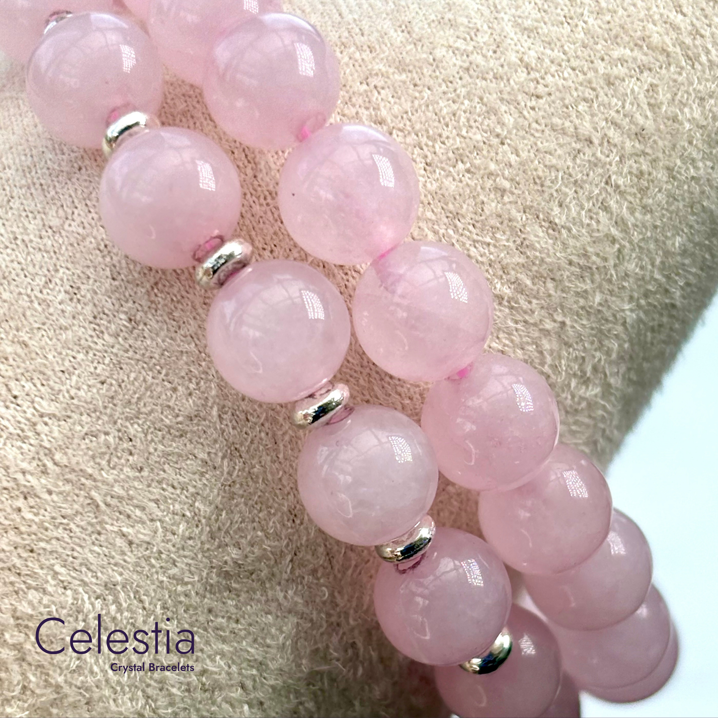 Rose Quartz Beaded Bracelet - Natural Stone Stacking Jewellery