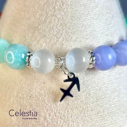Sagittarius Crystal Healing Zodiac Starsign Bracelet - Natural Stone Stacking Jewellery