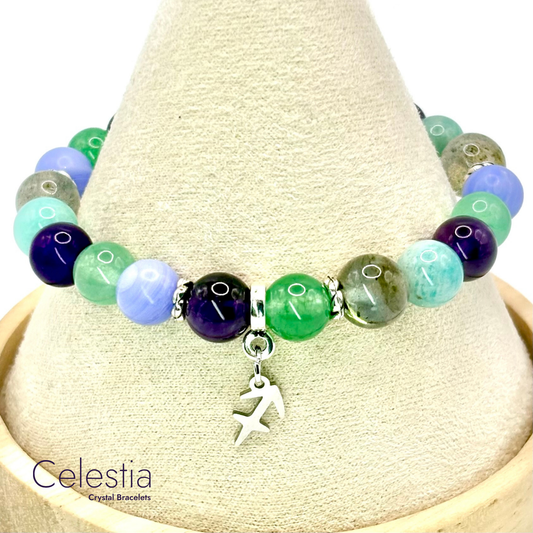 Sagittarius Crystal Healing Zodiac Starsign Bracelet - Natural Stone Stacking Jewellery