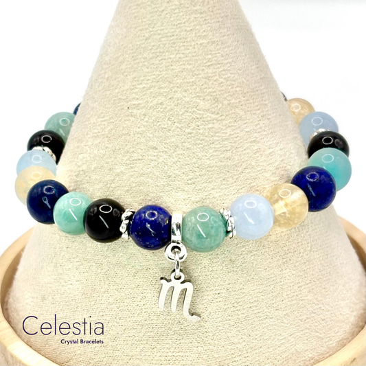 Scorpio Crystal Healing Zodiac Starsign Bracelet - Natural Stone Stacking Jewellery