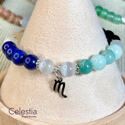 Scorpio Crystal Healing Zodiac Starsign Bracelet - Natural Stone Stacking Jewellery