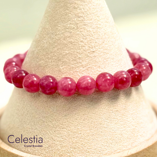 Strawberry Quartz Beaded Bracelet - Natural Stone Stacking Jewellery